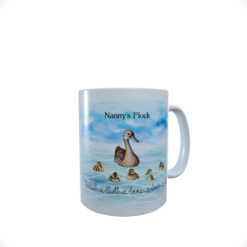 Duck Nanny's Flock Family Mug, Duck Customised Family Mug